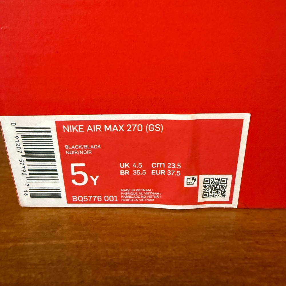 Nike Air Max 270 GS Black Sneakers